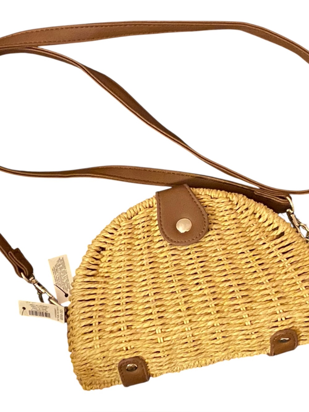 WHITE HOUSE BLACK MARKET Wicker Straw Woven Basket Style Rattan Crossbody Purse